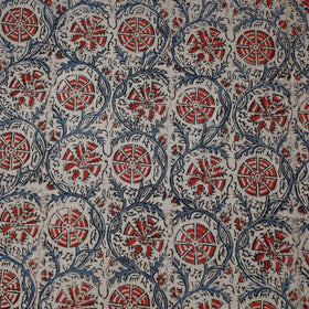  Beige Pedana Block Print Cotton Kalamkari Fabric