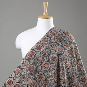  Beige Pedana Block Print Cotton Kalamkari Fabric