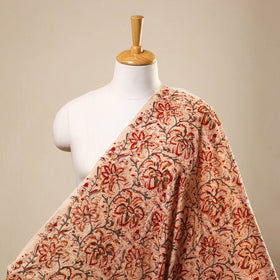  Beige Pedana Block Print Cotton Kalamkari Fabric