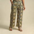  Beige Pedana Block Print Cotton Kalamkari Palazzo