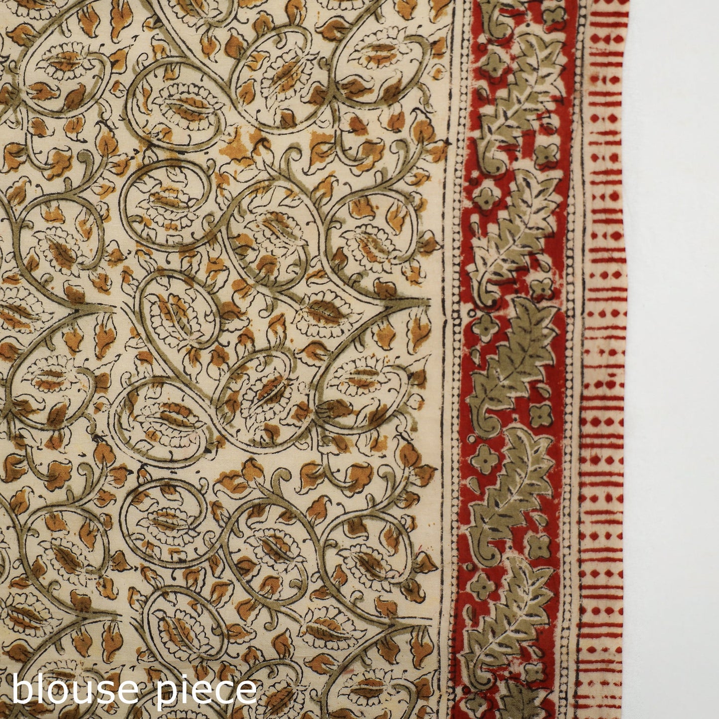 Beige Pedana Block Print Cotton Kalamkari Saree