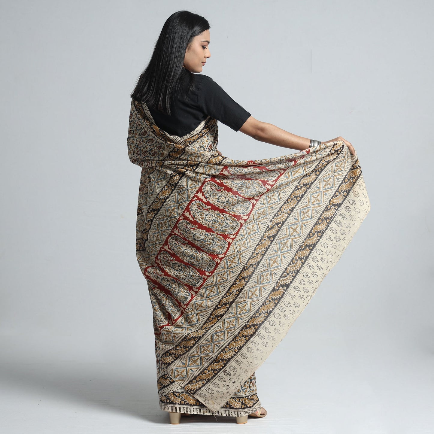 Designer Kalamkari Saree – Block Print & Pure Cotton