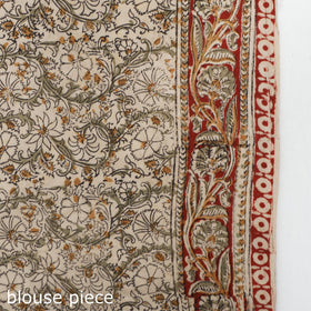 Beige Pedana Block Print Cotton Kalamkari Saree