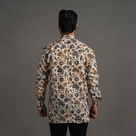 Buy Beige Pedana Block Print Cotton Men Kalamkari Shirt 