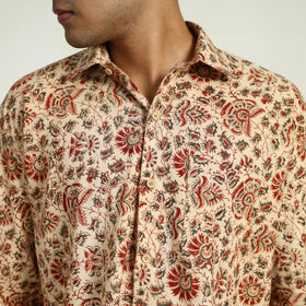 Beige - Pedana Block Print Cotton Men Kalamkari Shirt 10