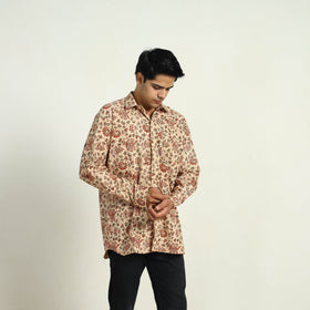 Beige - Pedana Block Print Cotton Men Kalamkari Shirt 10