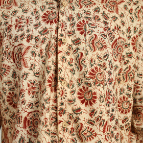 Beige - Pedana Block Print Cotton Men Kalamkari Shirt 10