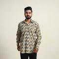  Beige Pedana Block Print Cotton Men Kalamkari Shirt