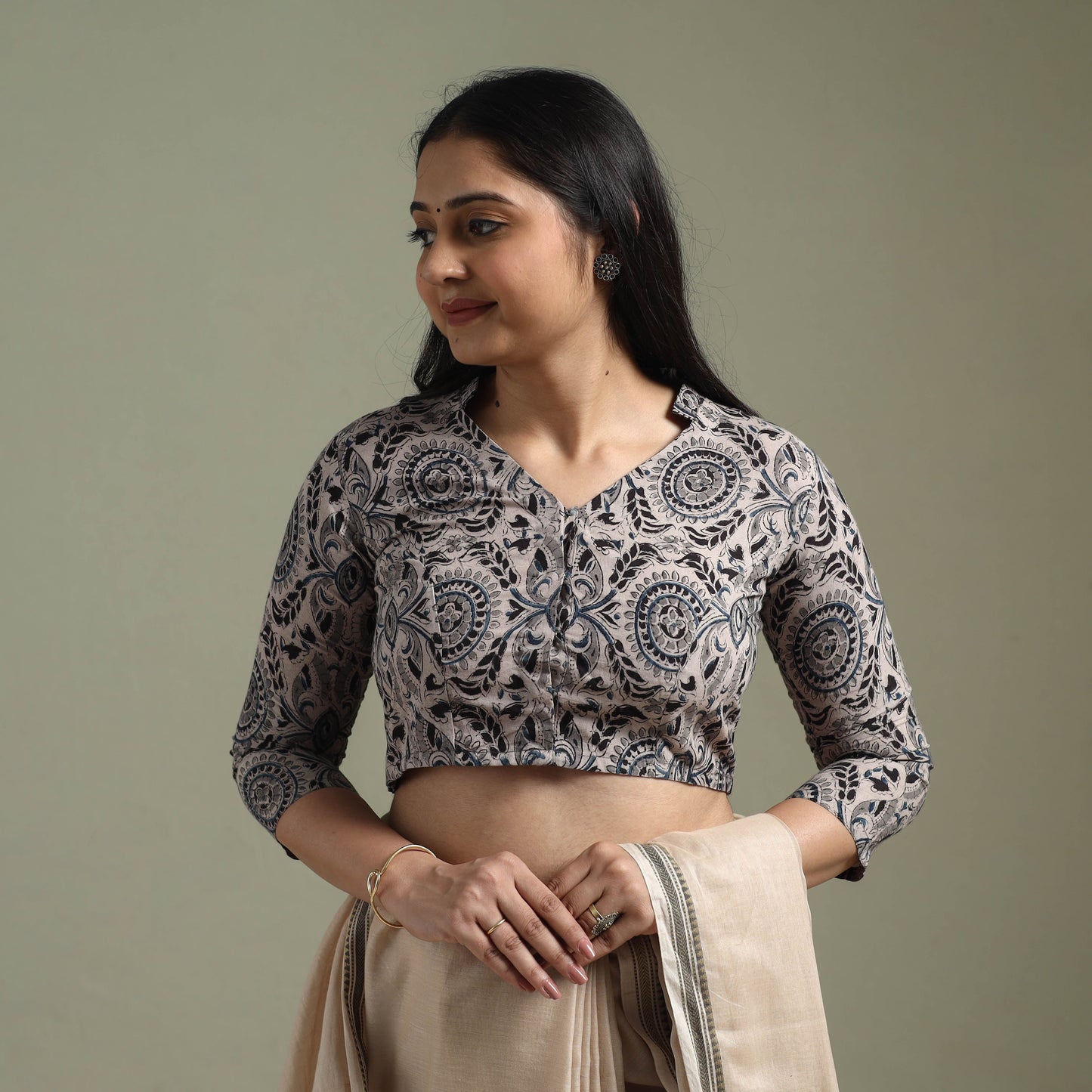 Beige - pedana hand block print cotton natural dyed