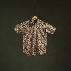 Pedana hand block print natural dyed cotton half sleeve men