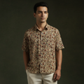 Pedana hand block print natural dyed cotton half sleeve men