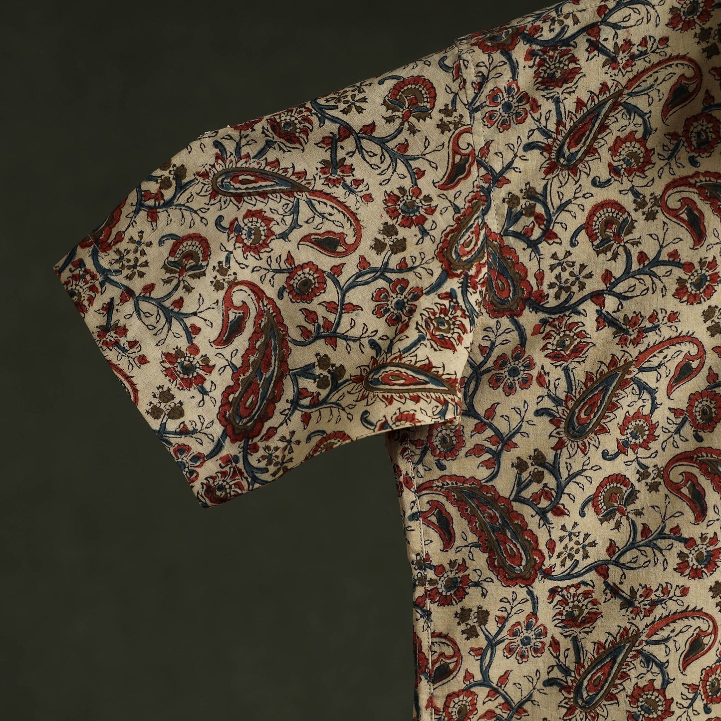 Pedana hand block print natural dyed cotton half sleeve men