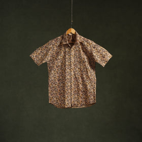 Pedana hand block print natural dyed cotton half sleeve men