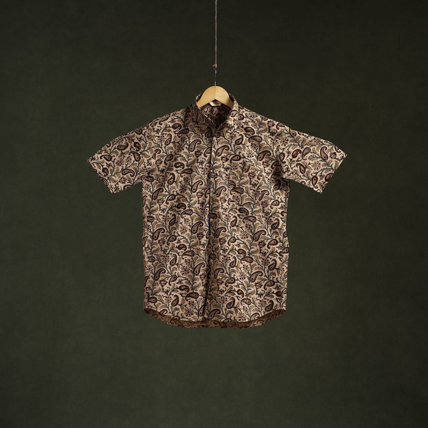 Pedana hand block print natural dyed cotton half sleeve men