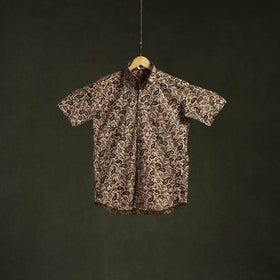 Pedana hand block print natural dyed cotton half sleeve men