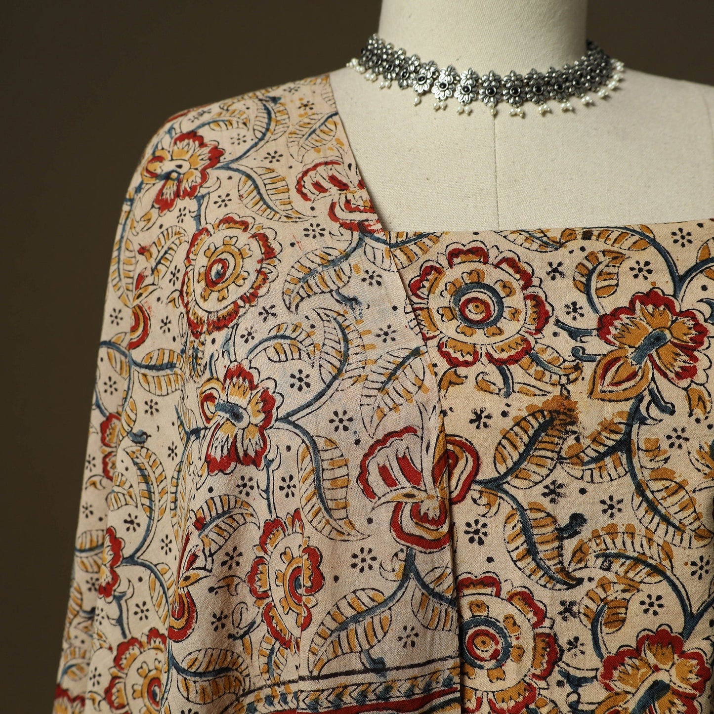 Pedana hand block print natural dyed cotton kalamkari 2pc
