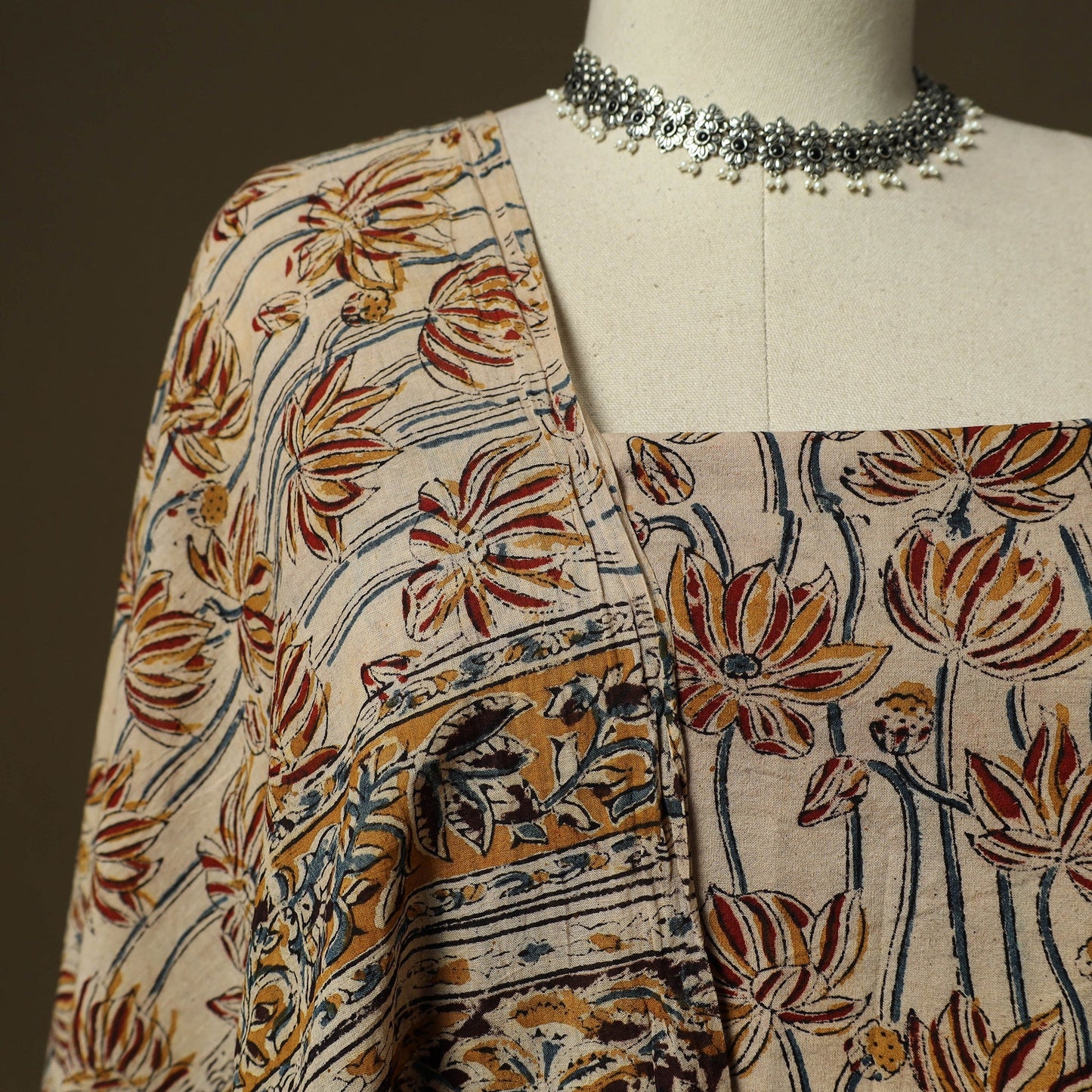 Pedana hand block print natural dyed cotton kalamkari 2pc