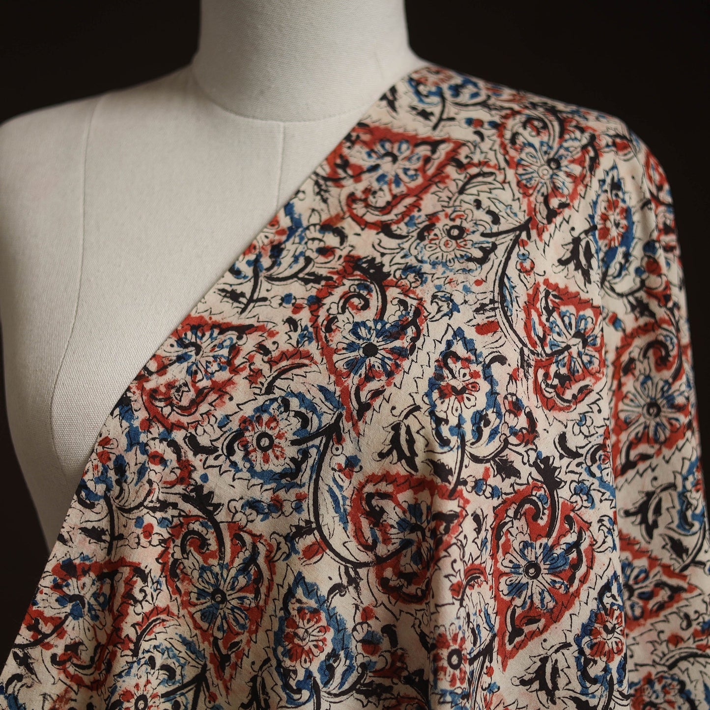 Pedana hand block print natural dyed cotton kalamkari