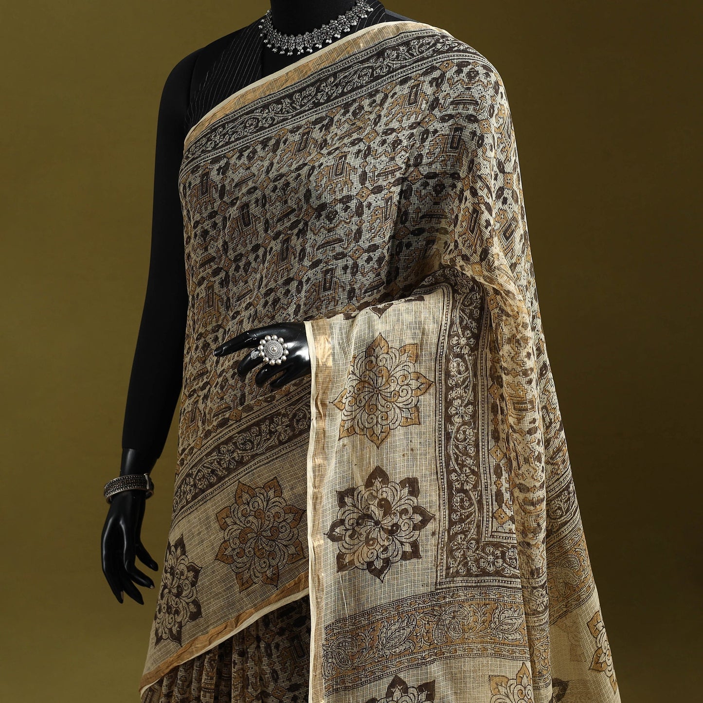Pedana hand block print natural dyed kota doria cotton