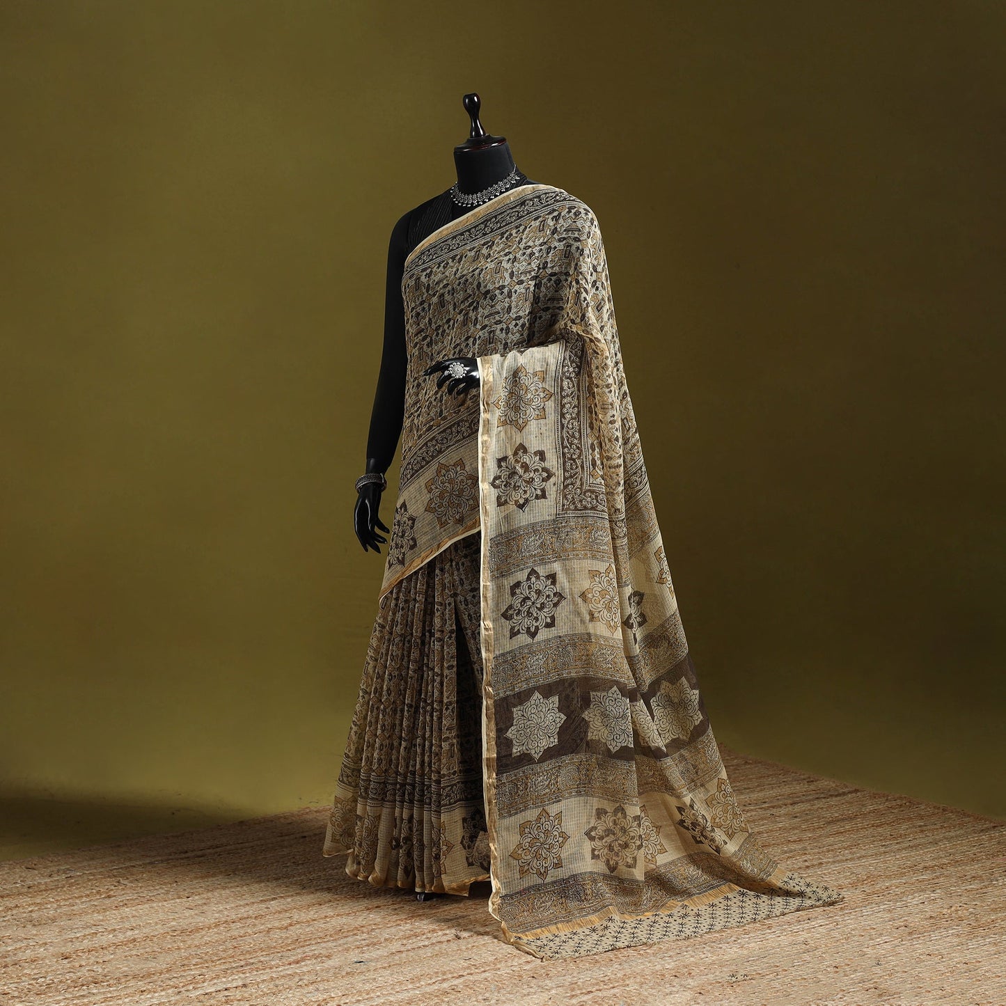 Pedana hand block print natural dyed kota doria cotton