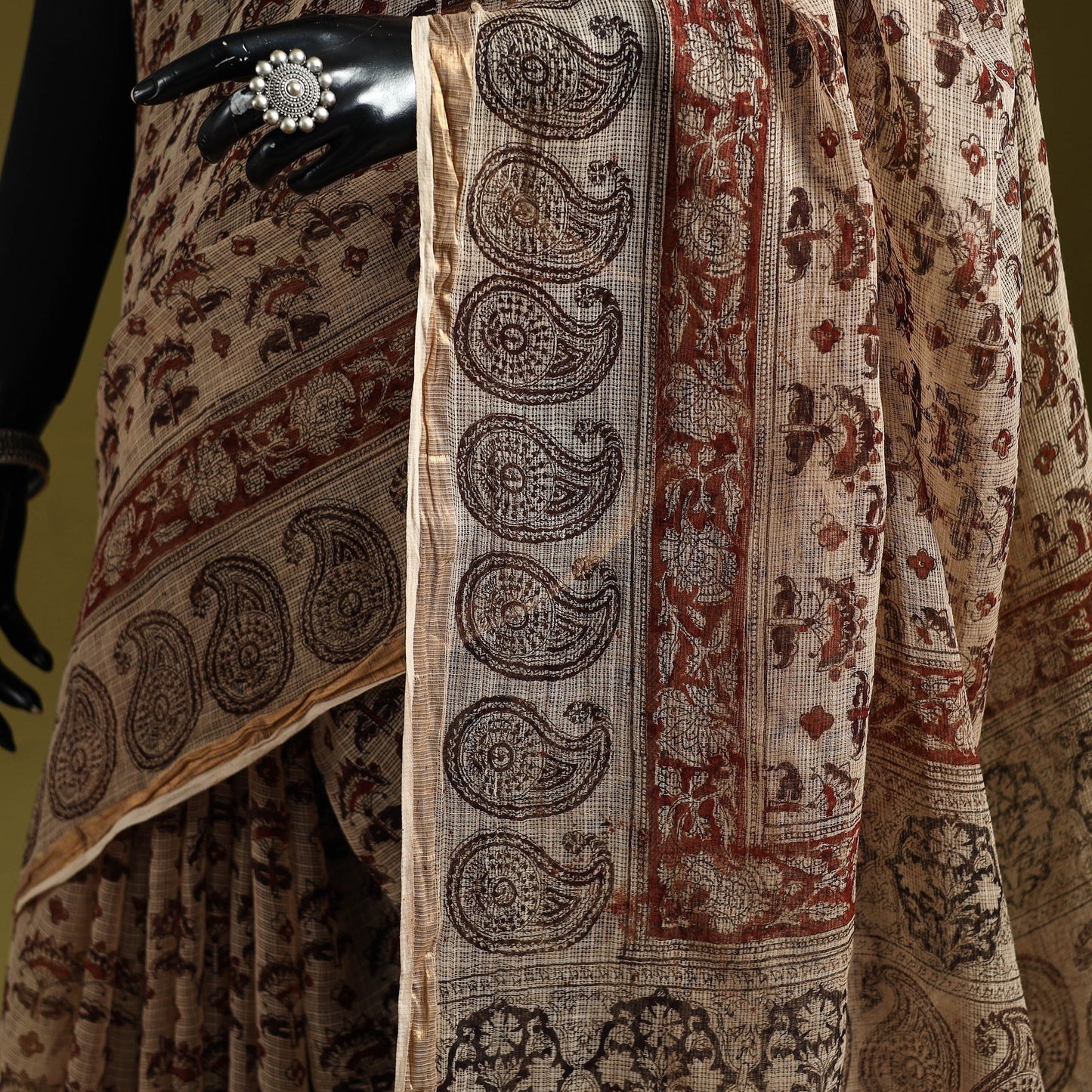 Pedana hand block print natural dyed kota doria cotton