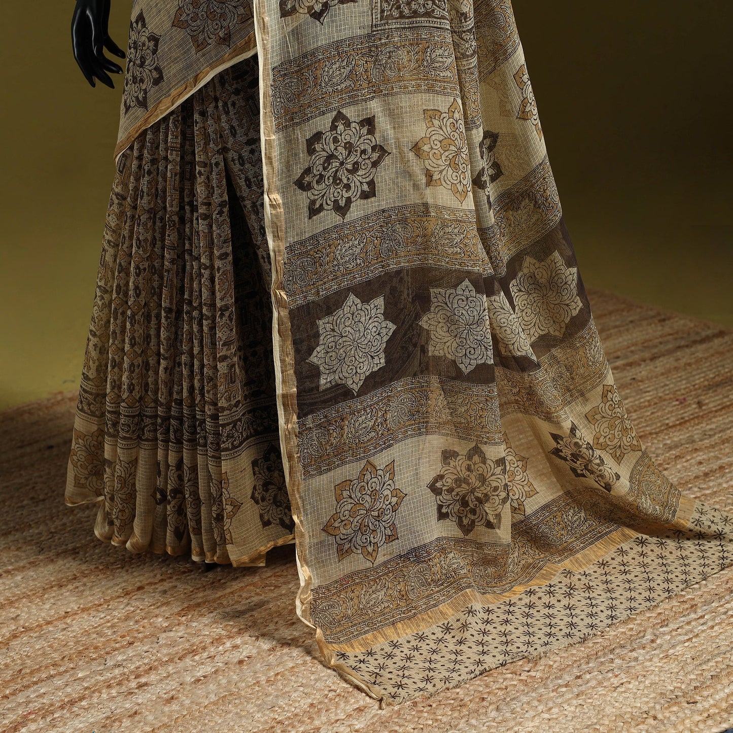 Pedana hand block print natural dyed kota doria cotton