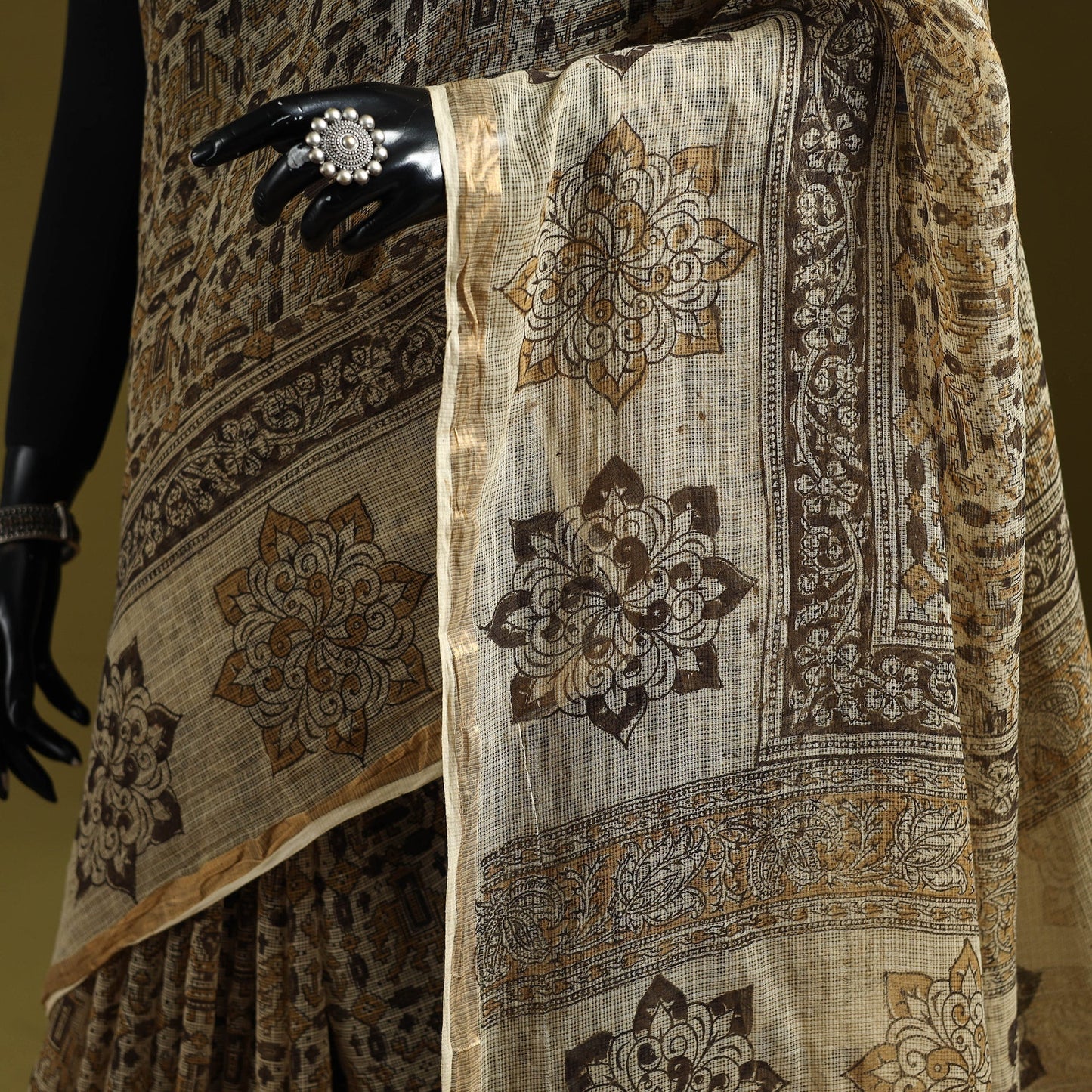 Pedana hand block print natural dyed kota doria cotton