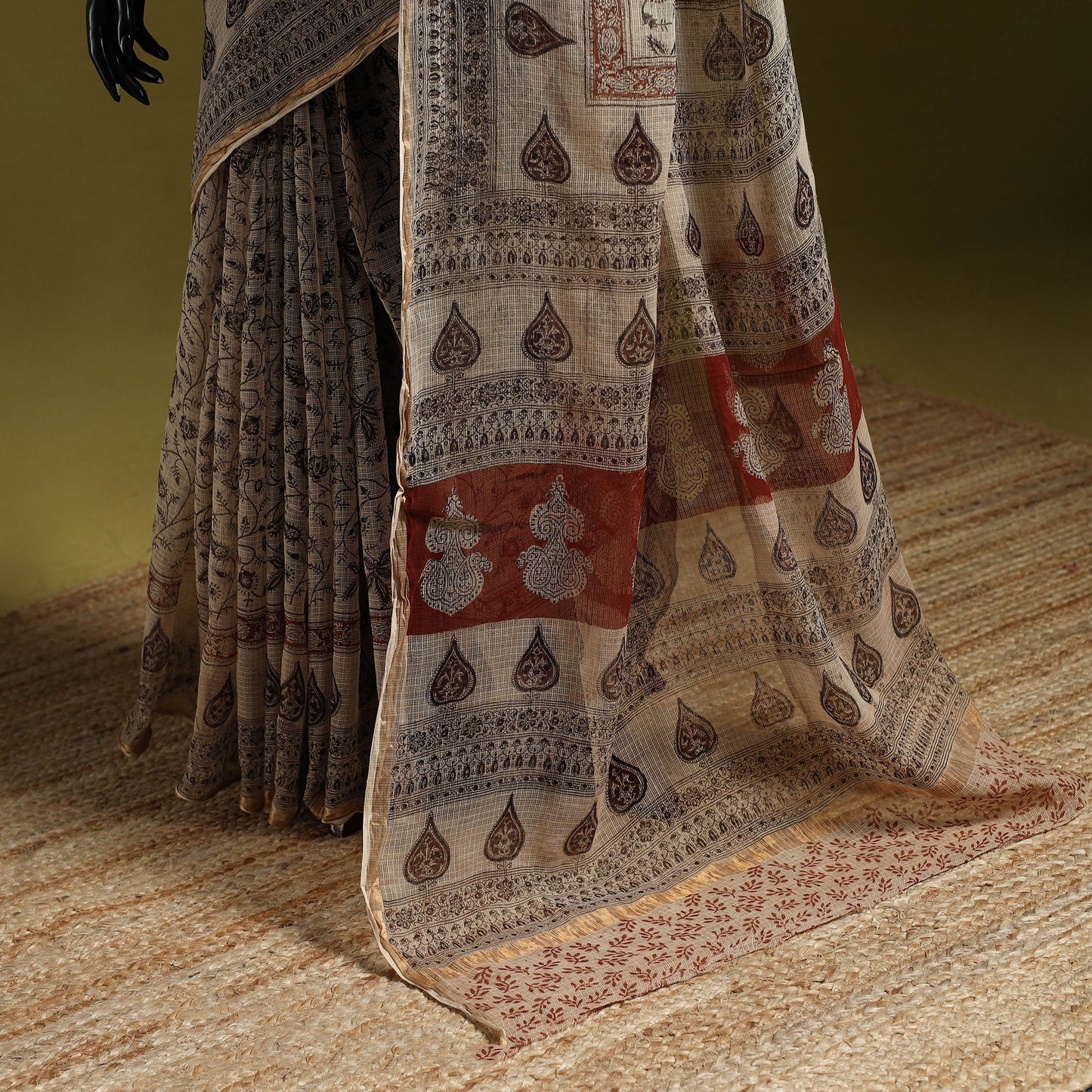 Pedana hand block print natural dyed kota doria cotton