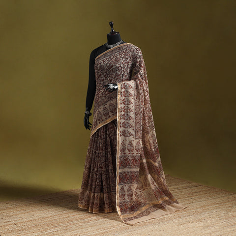 Pedana hand block print natural dyed kota doria cotton