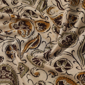 Beige Pedana Hand Block Print Mul Cotton Kalamkari Fabric