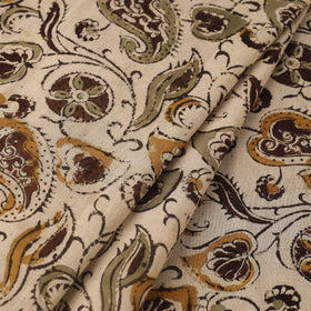 Beige Pedana Hand Block Print Mul Cotton Kalamkari Fabric