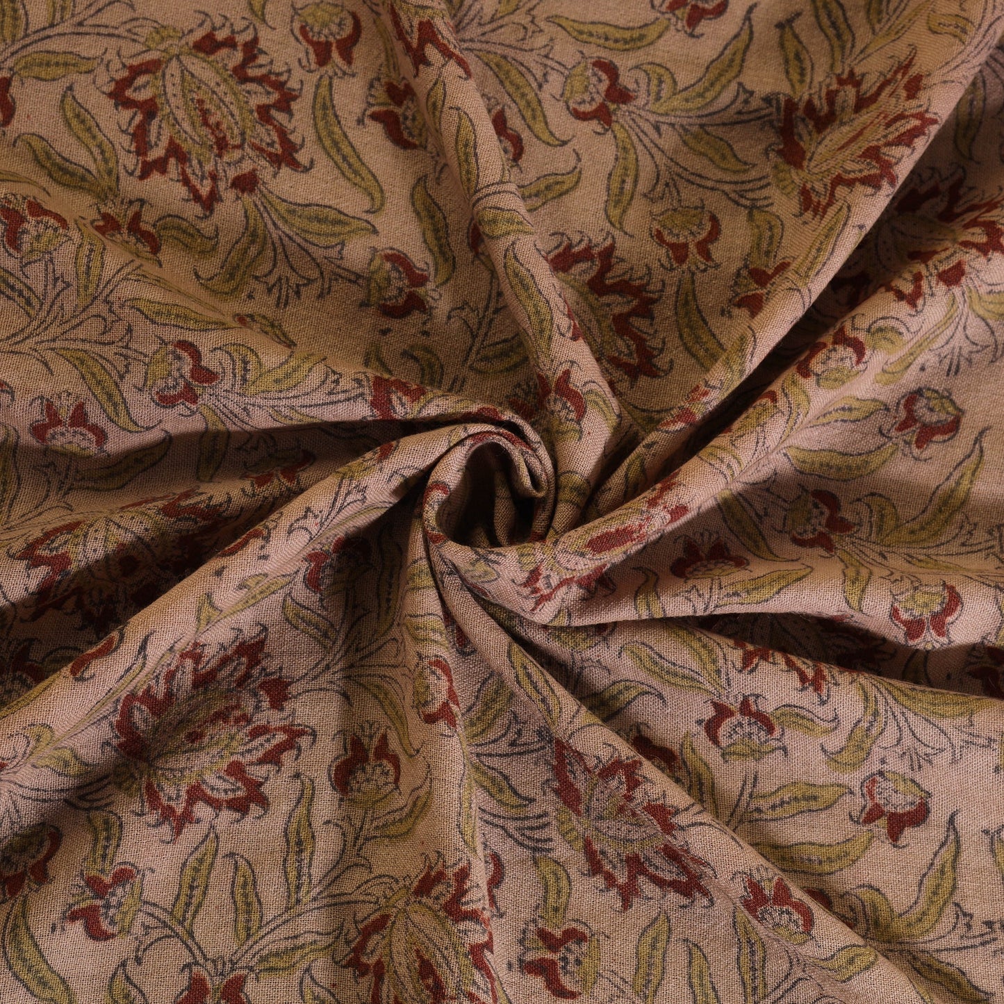 Beige - pedana handwoven wool natural dyed kalamkari fabric