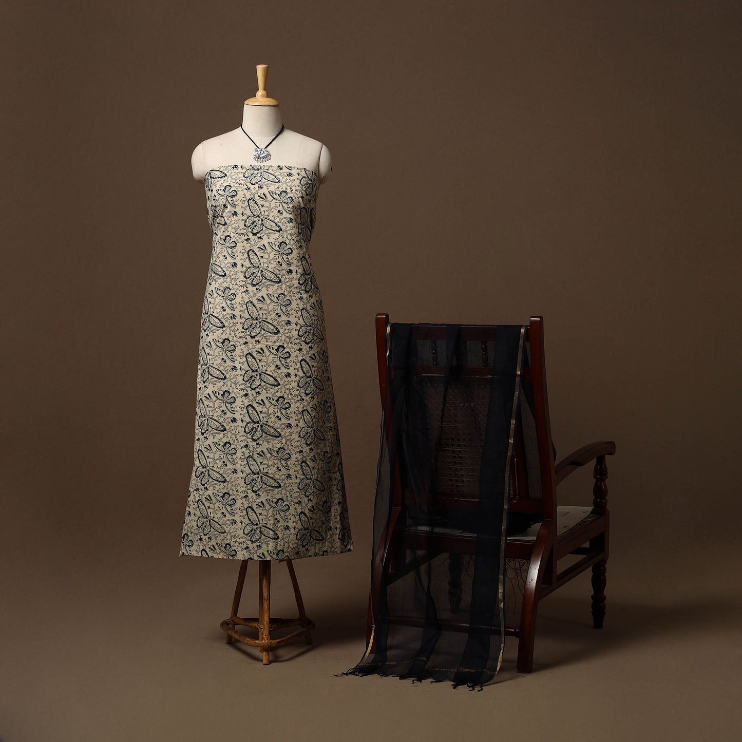 Pedana kalamkari natural dyed cotton 2pc unstitched dress