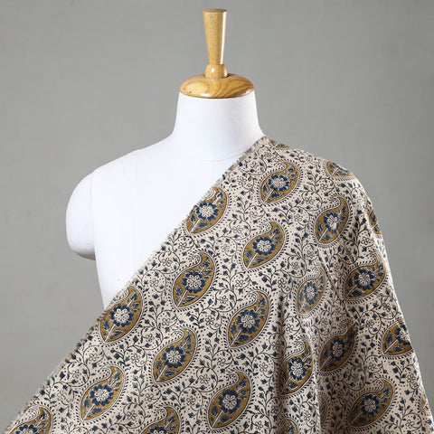 Beige - Pedana Kalamkari Block Printed Cotton Fabric