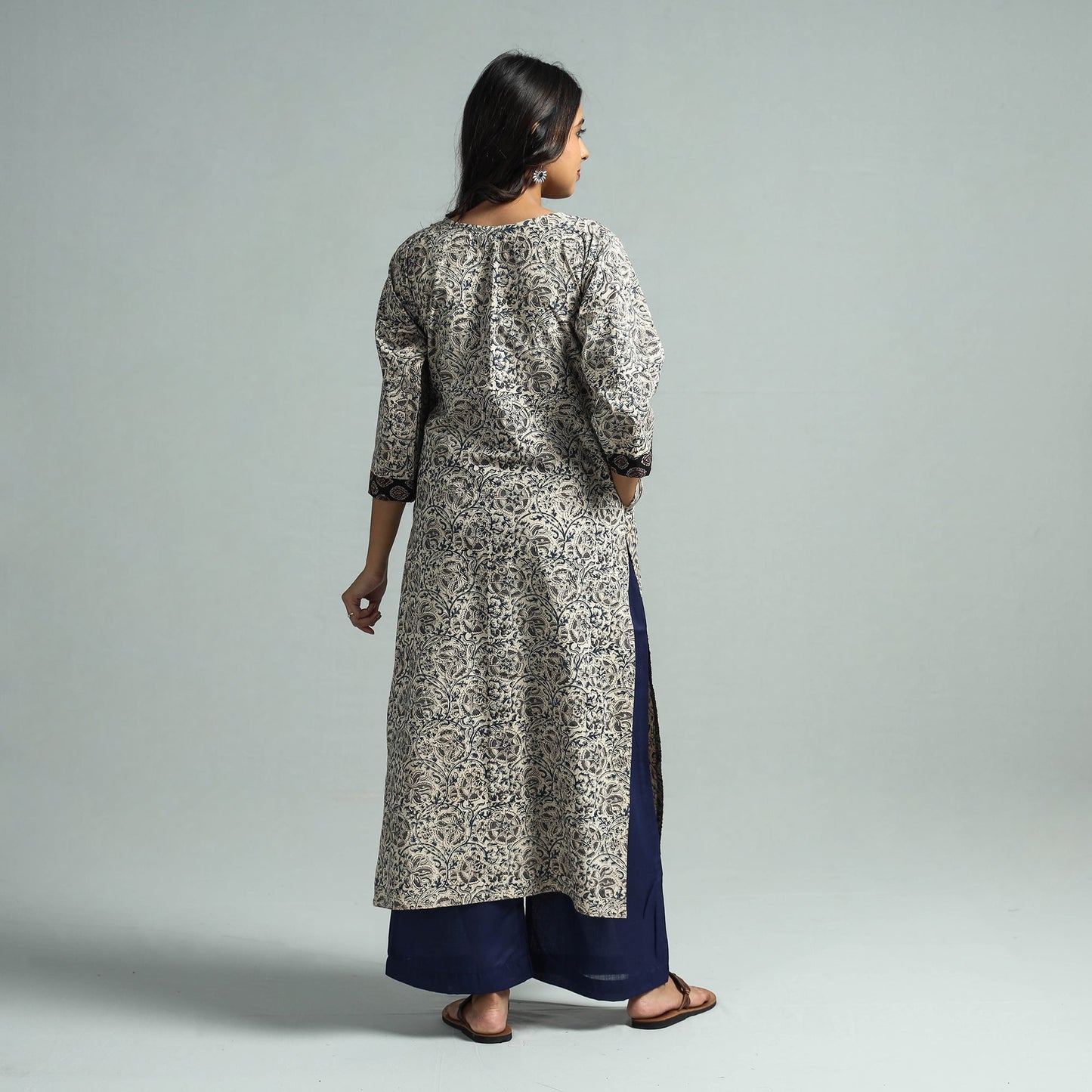  Pedana Kalamkari Block Printed Cotton Kurta with Palazzo Set 