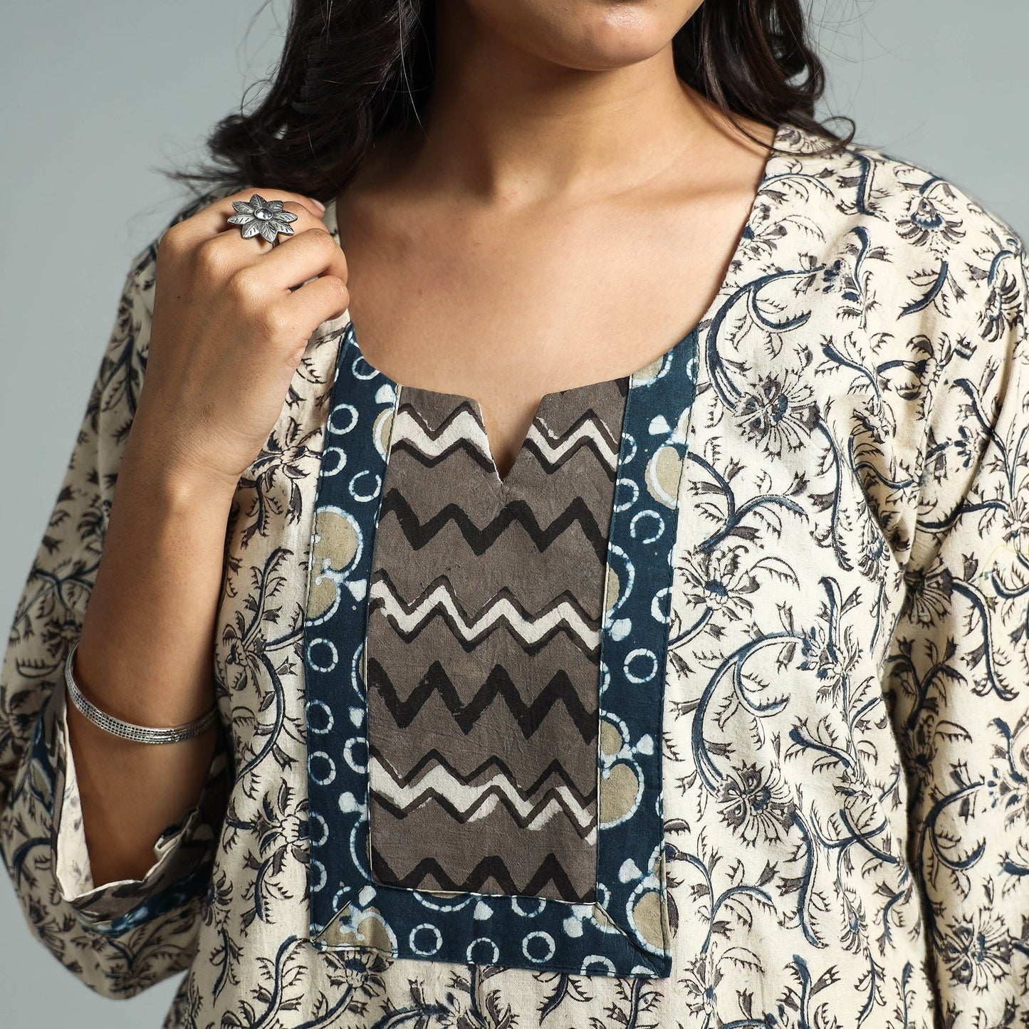  Pedana Kalamkari Block Printed Cotton Kurta with Palazzo Set 