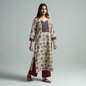 Pedana Kalamkari Block Printed Cotton Kurta with Palazzo Set 