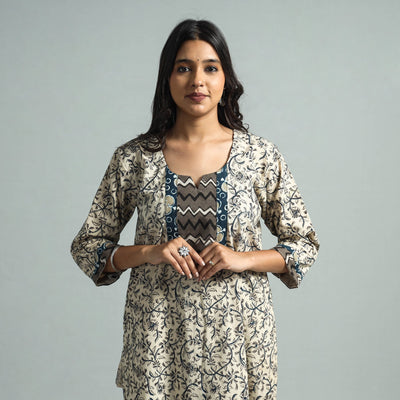  Pedana Kalamkari Block Printed Cotton Kurta with Palazzo Set 