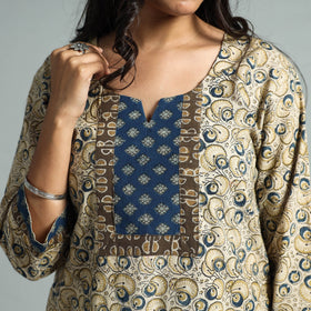  Pedana Kalamkari Block Printed Cotton Kurta with Palazzo Set Online at iTokri.com