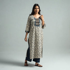  Pedana Kalamkari Block Printed Cotton Kurta with Palazzo Set 