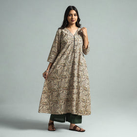  Pedana Kalamkari Block Printed Cotton Kurta with Palazzo Set 