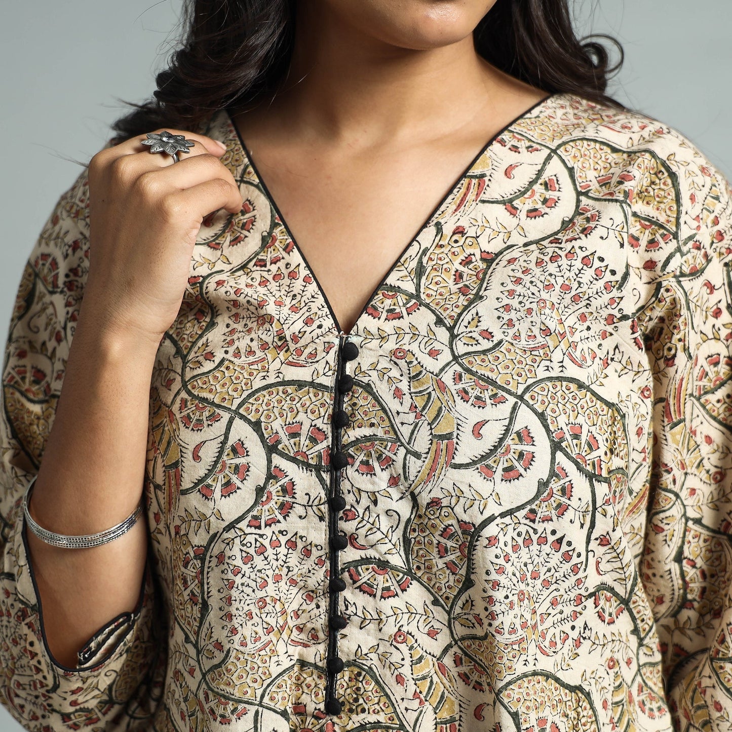  Pedana Kalamkari Block Printed Cotton Kurta with Palazzo Set 