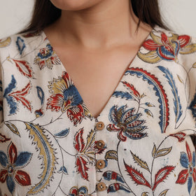 Buy Pedana Kalamkari Block Printed Cotton A-Line Kurta 02 Online at iTokri.com