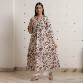 Buy Pedana Kalamkari Block Printed Cotton A-Line Kurta 02 Online at iTokri.com