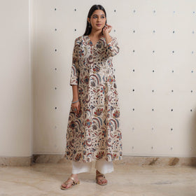 Buy Pedana Kalamkari Block Printed Cotton A-Line Kurta 02 Online at iTokri.com