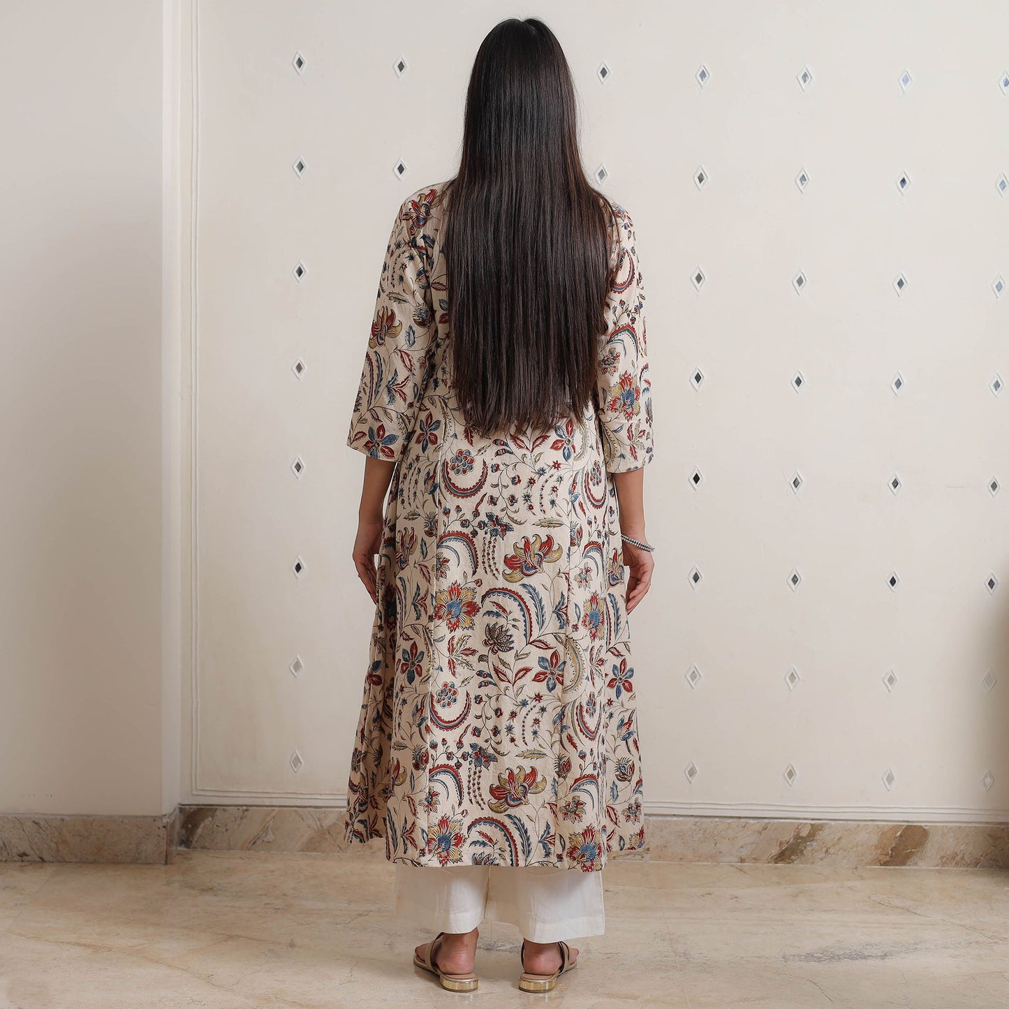Buy Pedana Kalamkari Block Printed Cotton A-Line Kurta 02 Online at iTokri.com