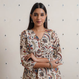 Buy Pedana Kalamkari Block Printed Cotton A-Line Kurta 02 Online at iTokri.com