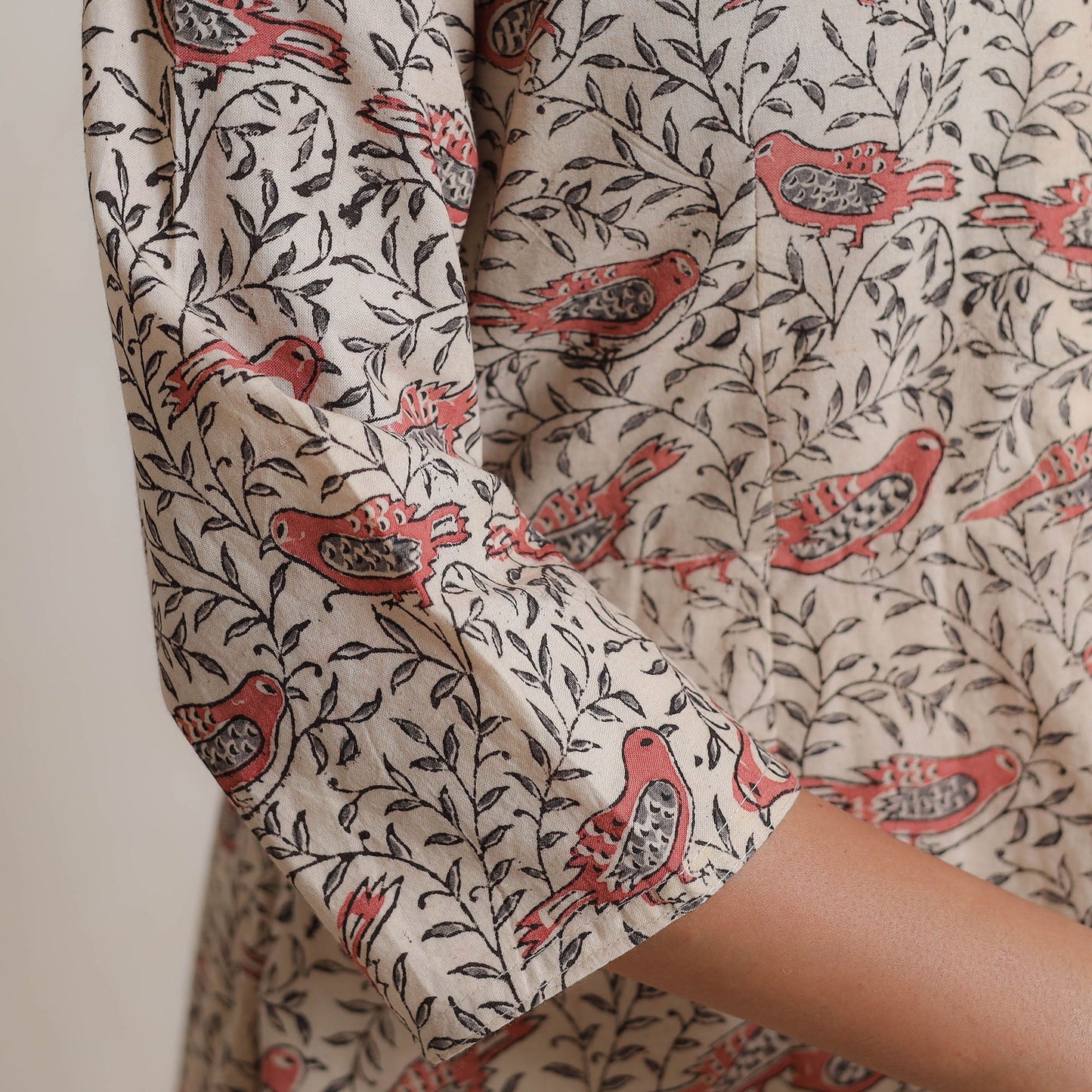 Pedana Kalamkari Block Print Cotton A-Line Kurta For Women