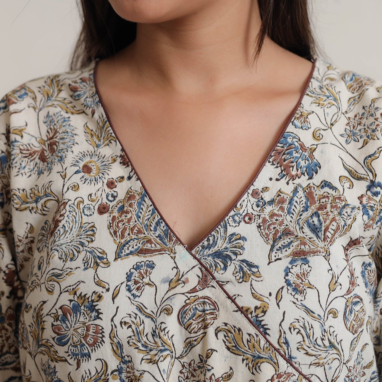 Pedana Kalamkari Block Print Cotton A-Line Kurta for Women