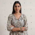 Pedana Kalamkari Block Print Cotton A-Line Kurta for Women